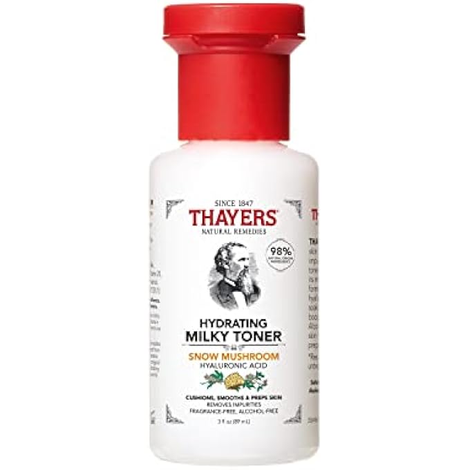 THAYERS MILKY HYDRATING FACE TONER WITH SNOW MUSHROOM, HYALURONIC ACID AND ELDERFLOWER, DERMATOLOGIST RECOMMENDED GENTLE ALCOHOL FREE FACIAL SKINCARE FOR DRY AND SENSITIVE SKIN, PARABEN FREE, 3 FL OZ - Image 1